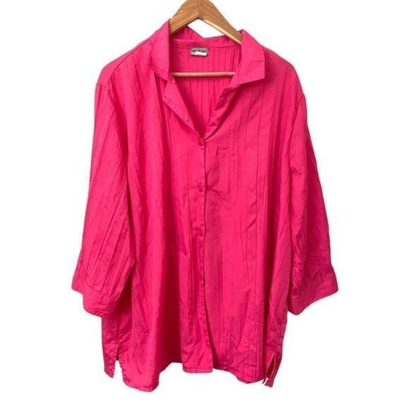 SARA MORGAN Crepe‎ Button Down Sz 3X Vintage - Picture 1 of 4